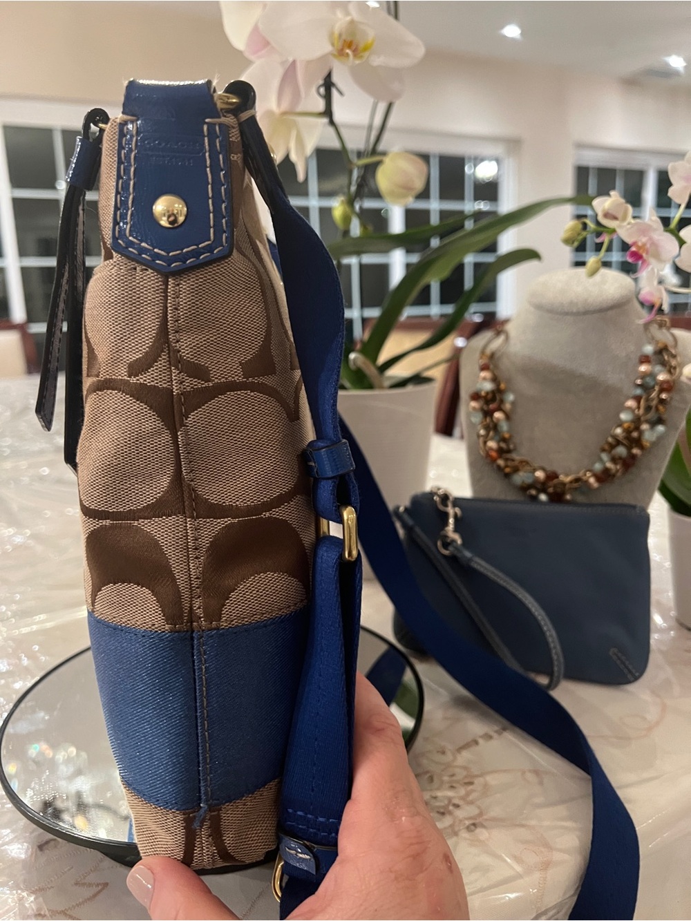 Coach Signature Jacquard Crossbody + Coach Leather Wristlet & Necklace Set - Picture 7 of 13